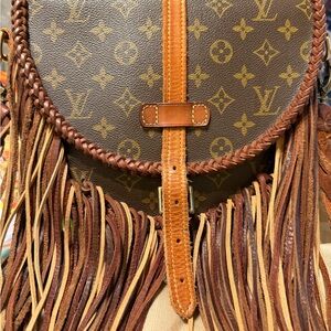 Louis Vuitton Brown and Tan Crossbody Bag with Fringe